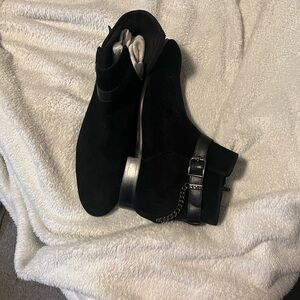 Men's Black Suede Boots with Chain Accent